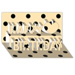 Polka Dots - Black on Peach Orange Happy Birthday 3D Greeting Card (8x4)