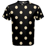 Polka Dots - Peach Orange on Black Men s Cotton Tee