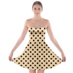 Polka Dots - Black on Sunset Orange Strapless Bra Top Dress