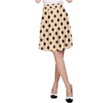 Polka Dots - Black on Sunset Orange A-Line Skirt