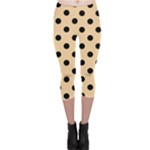 Polka Dots - Black on Sunset Orange Capri Leggings