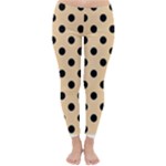 Polka Dots - Black on Sunset Orange Winter Leggings