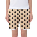 Polka Dots - Black on Sunset Orange Women s Basketball Shorts