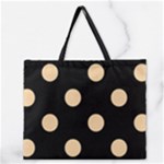 Polka Dots - Sunset Orange on Black Zipper Large Tote Bag