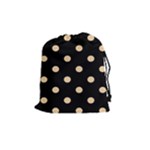 Polka Dots - Sunset Orange on Black Drawstring Pouch (M)