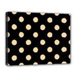 Polka Dots - Sunset Orange on Black Canvas 14  x 11  (Stretched)