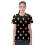 Polka Dots - Pastel Orange on Black Women s Sport Mesh Tee