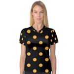 Polka Dots - Pastel Orange on Black Women s V-Neck Sport Mesh Tee