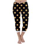 Polka Dots - Pastel Orange on Black Capri Winter Leggings