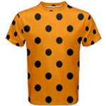 Polka Dots - Black on Dark Orange Men s Cotton Tee