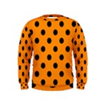 Polka Dots - Black on Dark Orange Kid s Sweatshirt