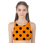 Polka Dots - Black on Dark Orange Tank Bikini Top