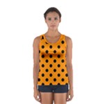 Polka Dots - Black on Dark Orange Women s Sport Tank Top