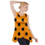 Polka Dots - Black on Dark Orange Side Drop Tank Tunic