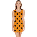 Polka Dots - Black on Dark Orange Bodycon Dress