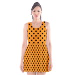 Polka Dots - Black on Dark Orange Scoop Neck Skater Dress