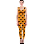 Polka Dots - Black on Dark Orange OnePiece Catsuit