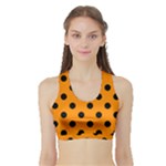 Polka Dots - Black on Dark Orange Women s Sports Bra with Border