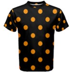 Polka Dots - Dark Orange on Black Men s Cotton Tee