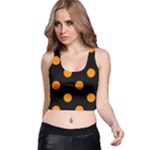 Polka Dots - Dark Orange on Black Racer Back Crop Top