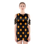 Polka Dots - Dark Orange on Black Women s Cutout Shoulder Dress