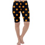 Polka Dots - Dark Orange on Black Cropped Leggings