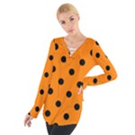 Polka Dots - Black on Orange Women s Tie Up Tee