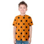 Polka Dots - Black on Orange Kid s Cotton Tee