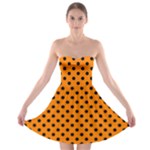 Polka Dots - Black on Orange Strapless Bra Top Dress