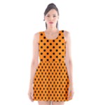 Polka Dots - Black on Orange Scoop Neck Skater Dress