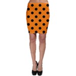 Polka Dots - Black on Orange Bodycon Skirt