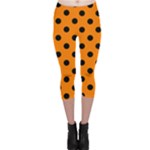 Polka Dots - Black on Orange Capri Leggings