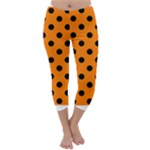 Polka Dots - Black on Orange Capri Winter Leggings