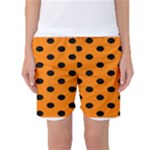 Polka Dots - Black on Orange Women s Basketball Shorts