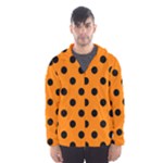 Polka Dots - Black on Orange Hooded Wind Breaker (Men)