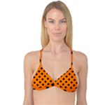 Polka Dots - Black on Orange Reversible Tri Bikini Top