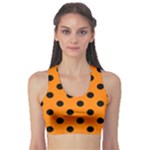 Polka Dots - Black on Orange Women s Sports Bra