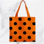 Polka Dots - Black on Orange Zipper Grocery Tote Bag