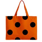 Polka Dots - Black on Orange Zipper Mini Tote Bag