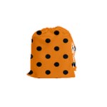 Polka Dots - Black on Orange Drawstring Pouch (S)