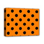 Polka Dots - Black on Orange Deluxe Canvas 14  x 11  (Stretched)