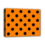 Polka Dots - Black on Orange Deluxe Canvas 16  x 12  (Stretched)