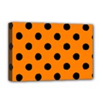 Polka Dots - Black on Orange Deluxe Canvas 18  x 12  (Stretched)