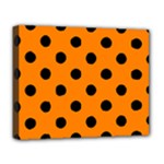 Polka Dots - Black on Orange Deluxe Canvas 20  x 16  (Stretched)