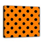 Polka Dots - Black on Orange Deluxe Canvas 24  x 20  (Stretched)