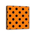 Polka Dots - Black on Orange Mini Canvas 4  x 4  (Stretched)