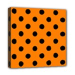 Polka Dots - Black on Orange Mini Canvas 8  x 8  (Stretched)