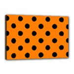 Polka Dots - Black on Orange Canvas 18  x 12  (Stretched)