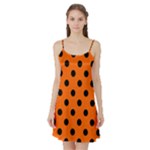 Polka Dots - Black on Safety Orange Satin Night Slip