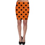 Polka Dots - Black on Safety Orange Bodycon Skirt